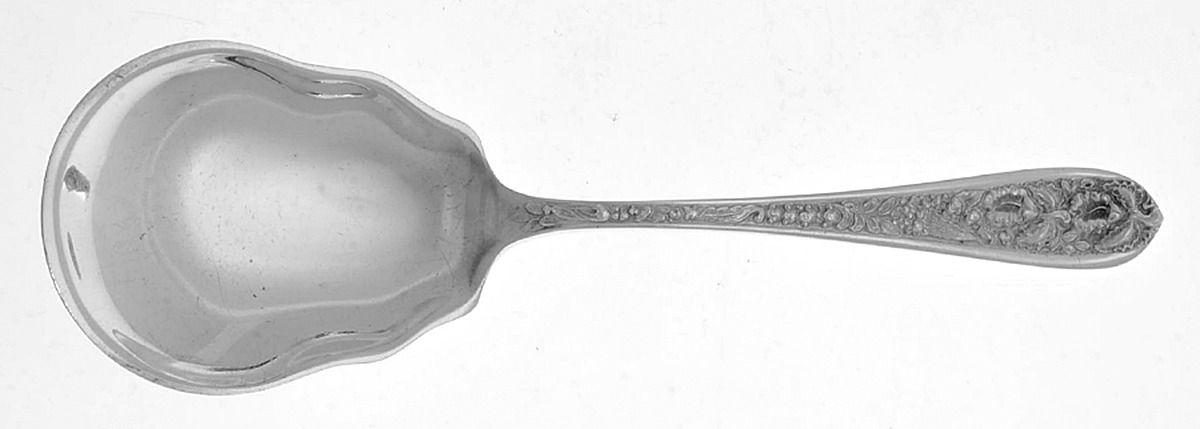 Corsage (Sterling, 1935, No Monogram) Small Solid Berry/Casserole Spoon by Kirk Stieff-1