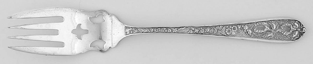 Corsage (Sterling, 1935, No Monogram) Individual Solid Fish Fork by Kirk Stieff-1