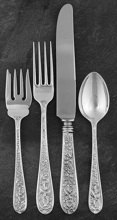 Corsage (Sterling, 1935, No Monogram) 4 Piece Place Size Setting by Kirk Stieff-1