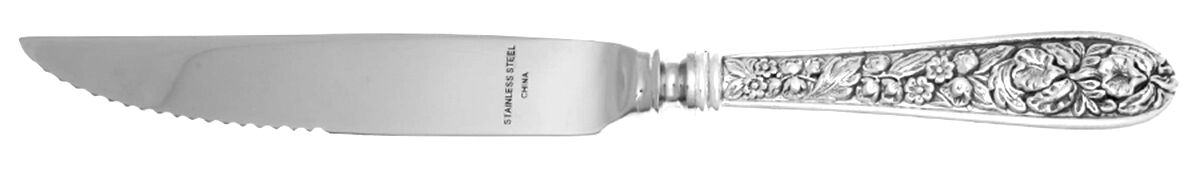 Corsage (Sterling, 1935, No Monogram) Steak Knife Individual Hollow, Serrate HC by Kirk Stieff-1