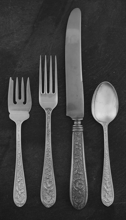 Corsage (Sterling, 1935, No Monogram) 32  Piece Estate Set by Kirk Stieff-1
