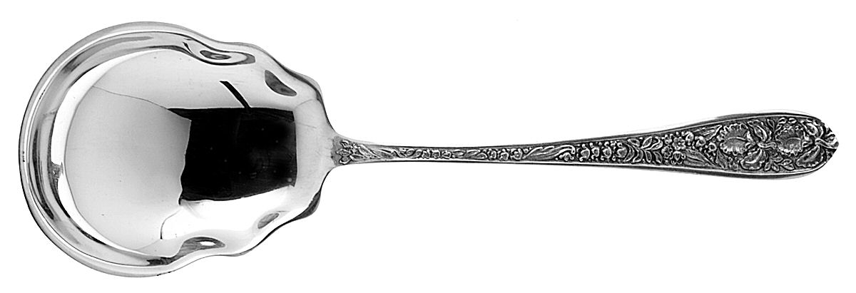 Corsage (Sterling, 1935, No Monogram) Large Solid Berry/Casserole Spoon by Kirk Stieff-1
