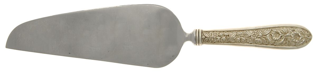 Corsage (Sterling, 1935, No Monogram) Pie & Cake Server with Stainless Blade by Kirk Stieff-1