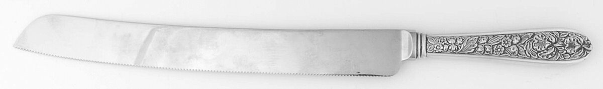 Corsage (Sterling, 1935, No Monogram) Wedding Cake Knife with Stainless Blade by Kirk Stieff-1