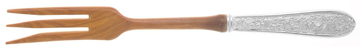 Corsage (Sterling, 1935, No Monogram) Salad Serving Fork with Wooden Prongs by Kirk Stieff-1