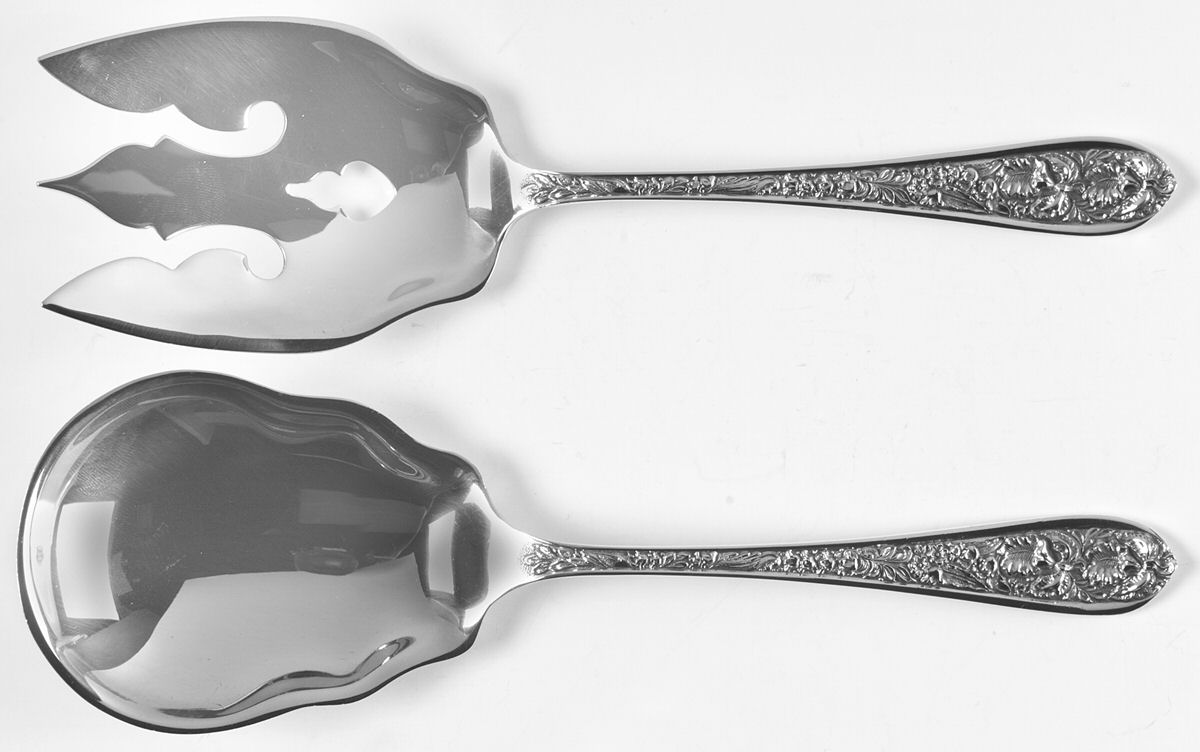 Corsage (Sterling, 1935, No Monogram) (2 Pc) Solid Salad Set by Kirk Stieff-1