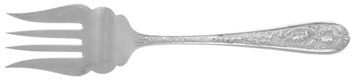 Corsage (Sterling, 1935, No Monogram) Medium Solid Cold Meat Serving Fork by Kirk Stieff-1