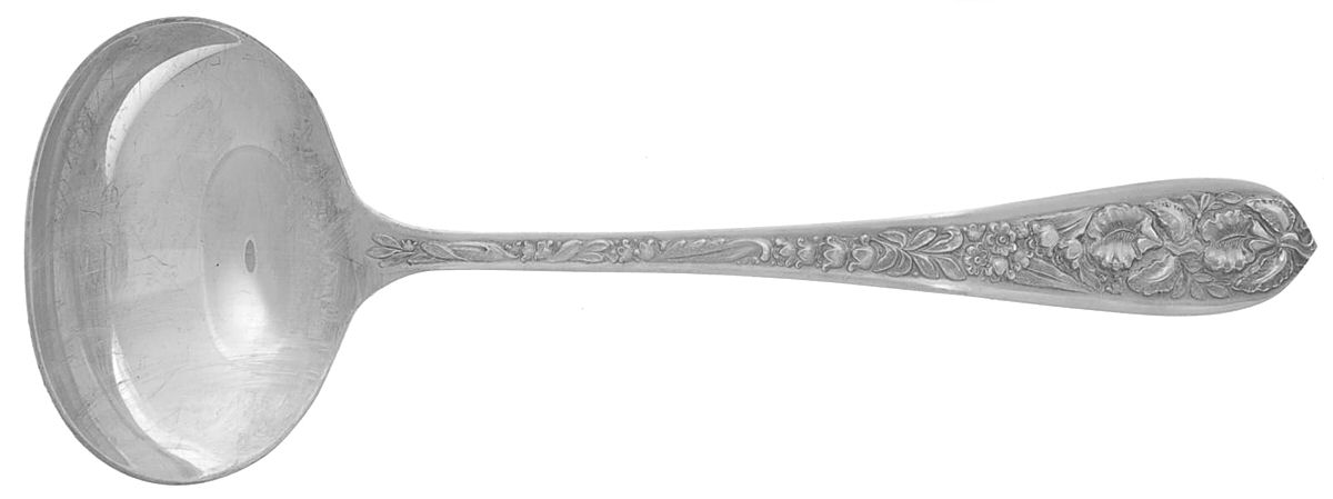 Corsage (Sterling, 1935, No Monogram) Solid Gravy Ladle by Kirk Stieff-1