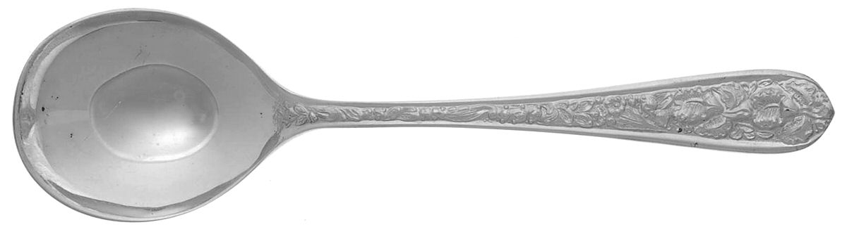 Corsage (Sterling, 1935, No Monogram) Round Bowl Soup Spoon (Cream Soup) by Kirk Stieff-1