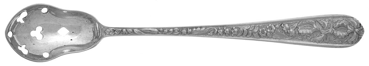 Corsage (Sterling, 1935, No Monogram) Pierced Bowl Short Handle Olive Spoon by Kirk Stieff-1