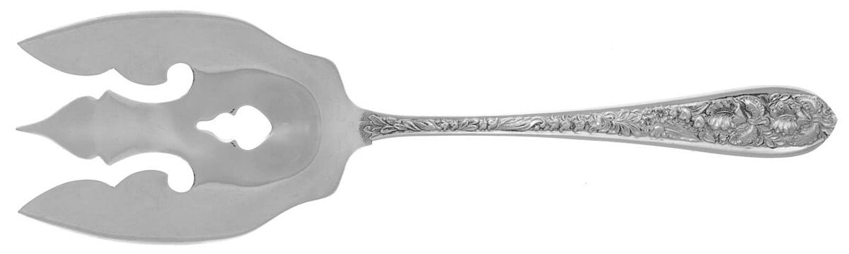 Corsage (Sterling, 1935, No Monogram) Solid Salad Serving Fork by Kirk Stieff-1