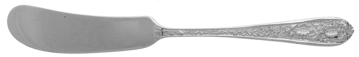 Corsage (Sterling, 1935, No Monogram) Flat Handle Butter Spreader by Kirk Stieff-1