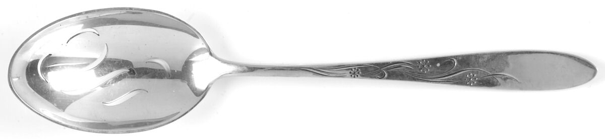 Cynthia-Engraved (Sterling, 1957) Pierced Tablespoon (Serving Spoon) by Kirk Stieff-1