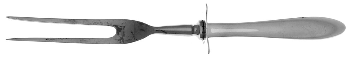 Cynthia-Plain (Sterling, 1957) Lg Carving/Roast Fork-Stn Prong w/Sterling Guard by Kirk Stieff-1