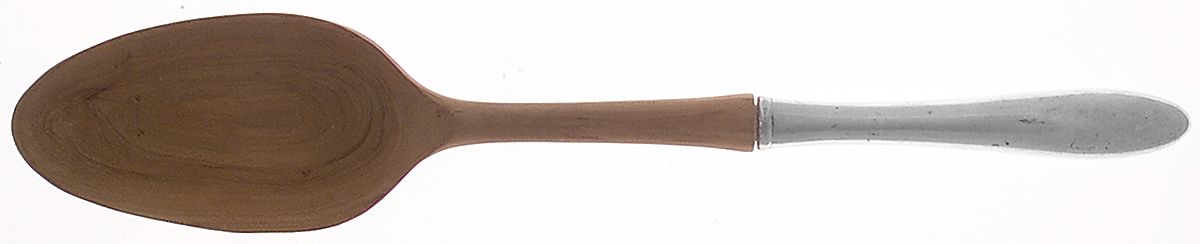 Cynthia-Plain (Sterling, 1957) Salad Serving Spoon with Wooden Bowl by Kirk Stieff-1