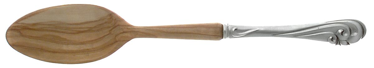 Dancing Surf (Sterling, 1986) Salad Serving Spoon with Wooden Bowl by Kirk Stieff-1