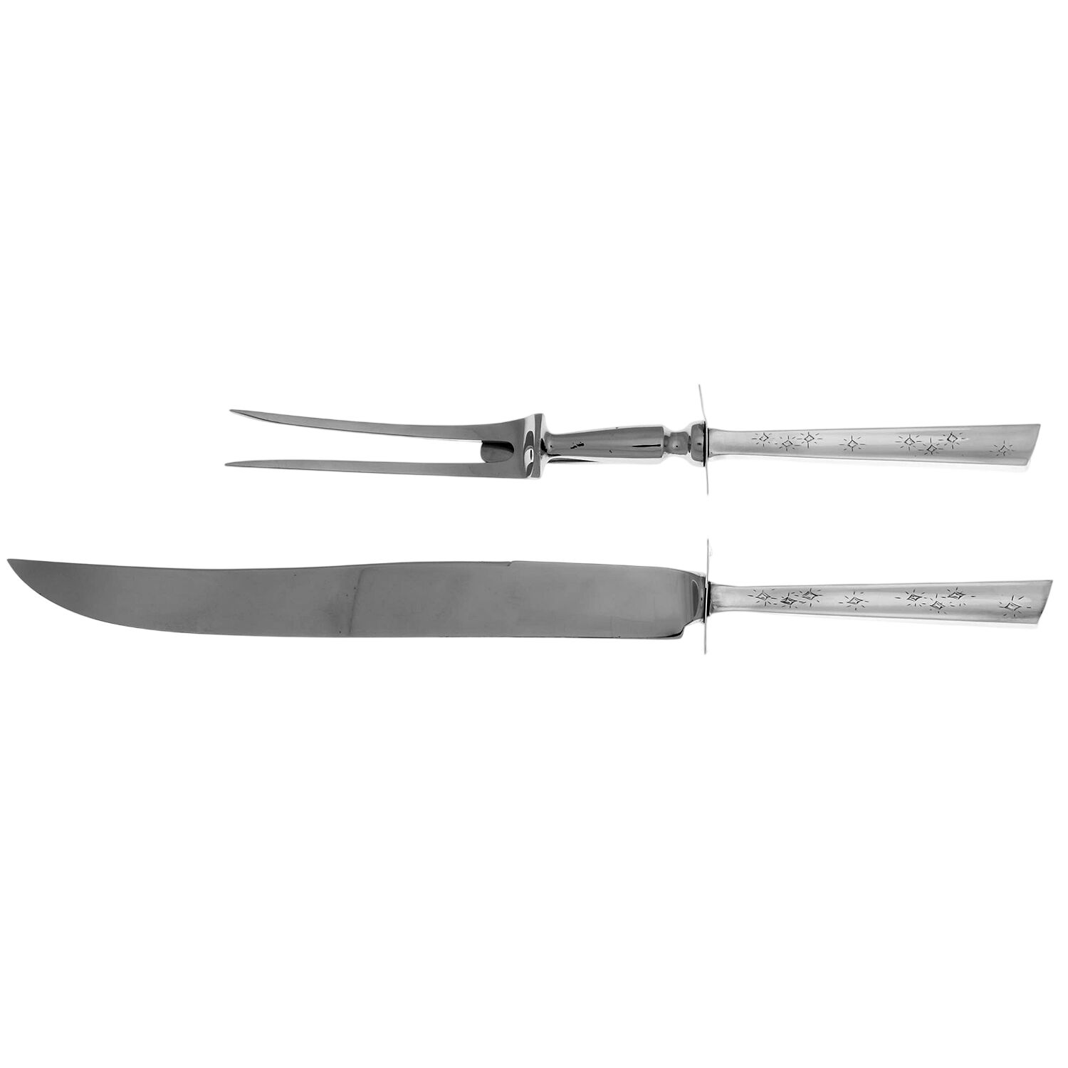Diamond Star (Sterling, 1958) Large 2-Piece Roast Carving Set w/Stainless Blade by Kirk Stieff-1