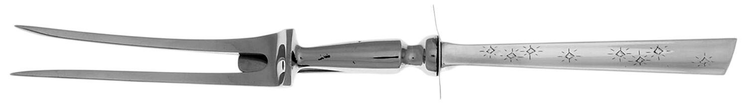 Diamond Star (Sterling, 1958) Large Stainless-Prong Roast Carving Fork by Kirk Stieff-1