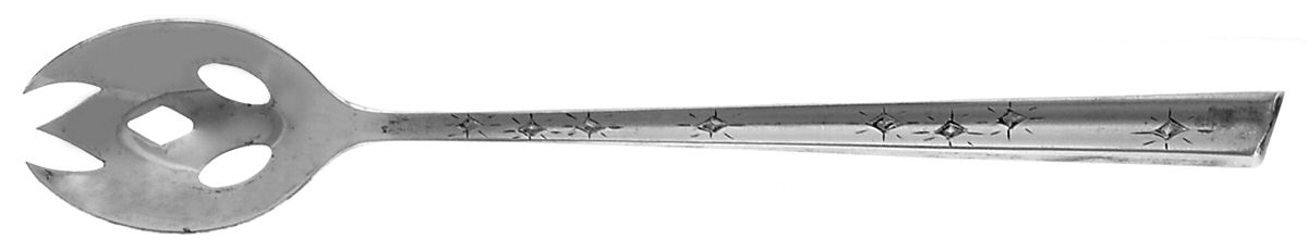 Diamond Star (Sterling, 1958) Pierced Bowl Short Handle Olive Spoon by Kirk Stieff-1