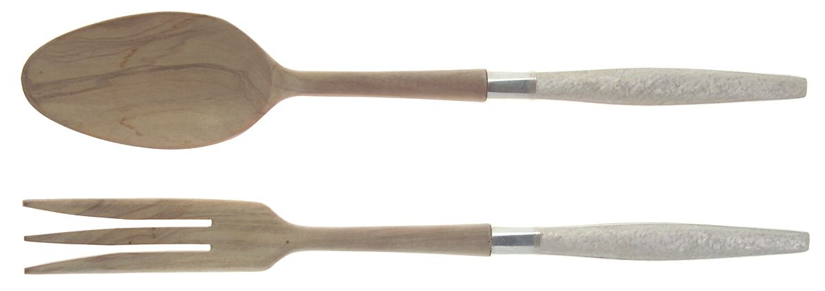 Florentine (Sterling, 1962) Wooden Bowl 2-Piece Salad Set by Kirk Stieff-1