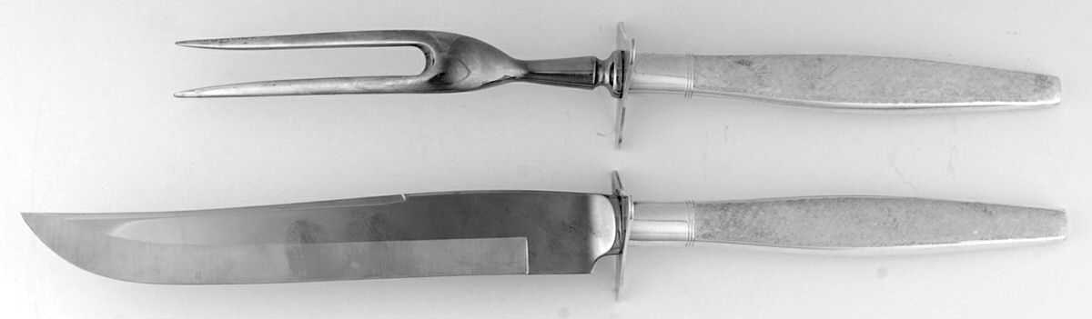 Florentine (Sterling, 1962) 2 Piece Small Carving Set W/ Sterling Guard by Kirk Stieff-1