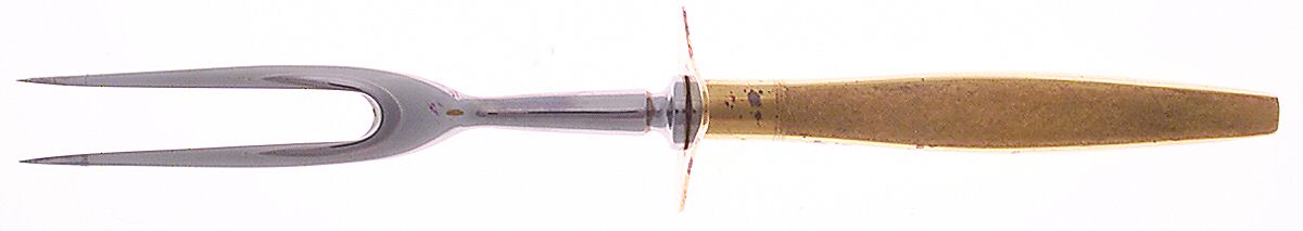 Florentine Golden (Sterling, 1962) Lg Carving/Roast Fork-Stn Prong w/Sterling Guard by Kirk Stieff-1