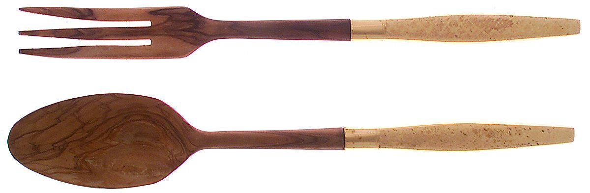 Florentine Golden (Sterling, 1962) Wooden Bowl 2-Piece Salad Set by Kirk Stieff-1
