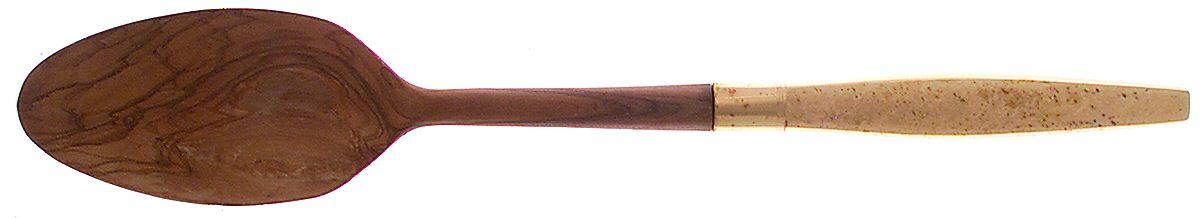 Florentine Golden (Sterling, 1962) Salad Serving Spoon with Wooden Bowl by Kirk Stieff-1