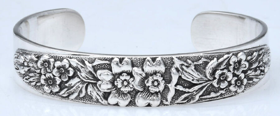 Forget-Me-Not (Sterling, 1910) Cuff Bracelet by Kirk Stieff-1