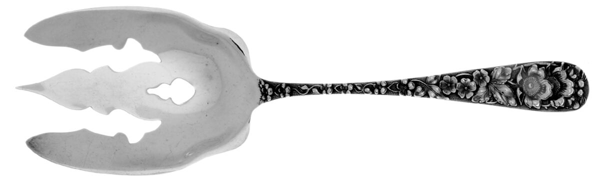 Forget-Me-Not (Sterling, 1910) Oversize Solid Salad Servng Fork by Kirk Stieff-1