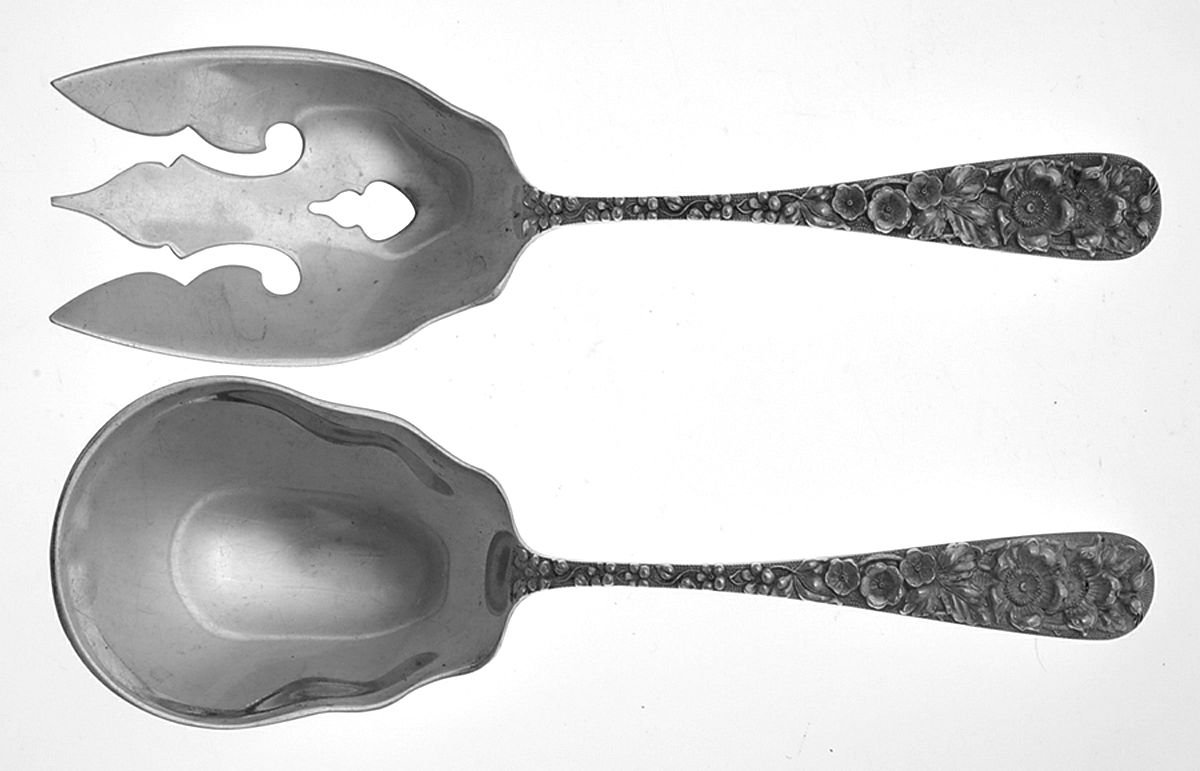 Forget-Me-Not (Sterling, 1910) (2 Pc) Solid Salad Set by Kirk Stieff-1