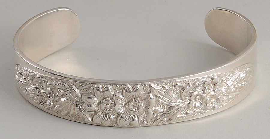 Forget-Me-Not (Sterling, 1910) Cuff Bracelet by Kirk Stieff-1