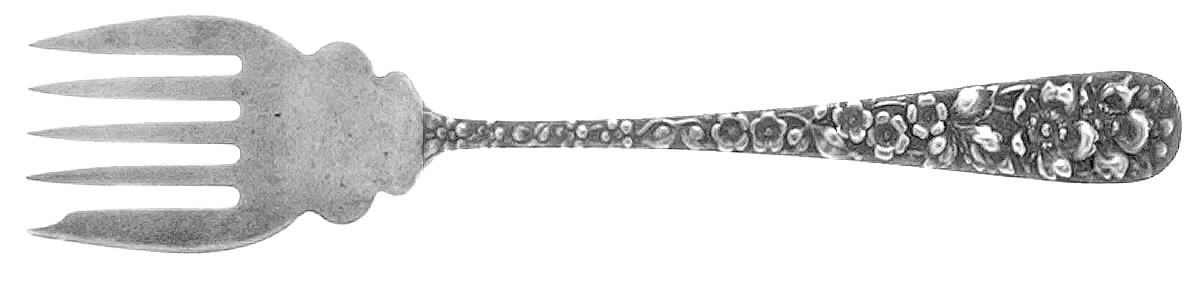 Forget-Me-Not (Sterling, 1910) Large Solid Tined Sardine Serving Fork by Kirk Stieff-1