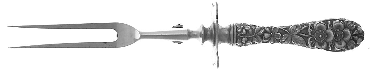 Forget-Me-Not (Sterling, 1910) Small Steak Carving Fork with Stainless Prongs by Kirk Stieff-1