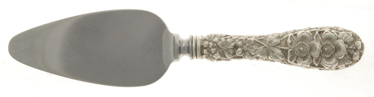 Forget-Me-Not (Sterling, 1910) Cheese Server with Stainless Blade by Kirk Stieff-1