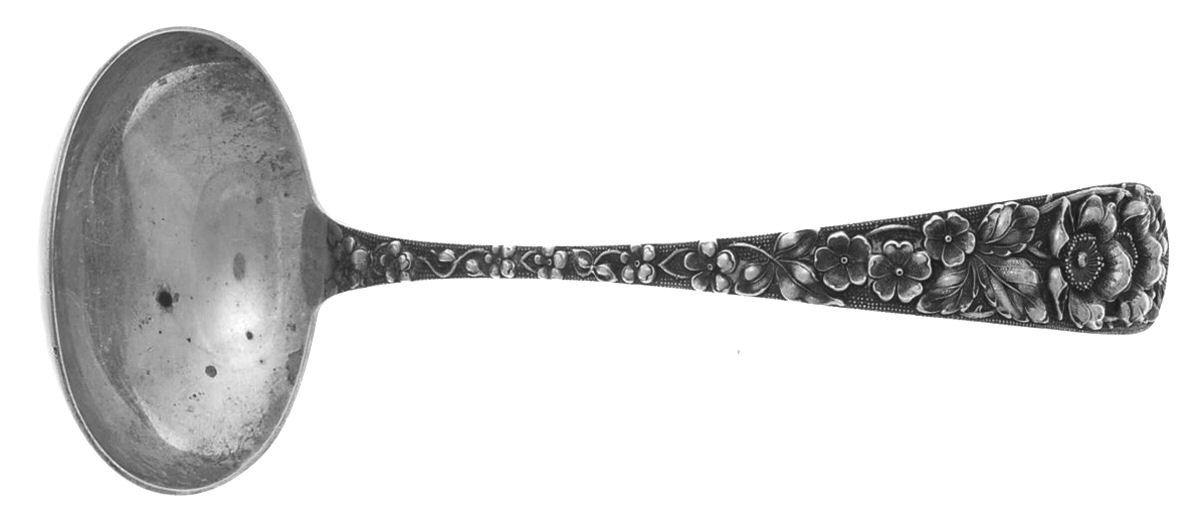 Forget-Me-Not (Sterling, 1910) Solid Gravy Ladle by Kirk Stieff-1