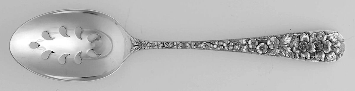 Forget-Me-Not (Sterling, 1910) Pierced Tablespoon (Serving Spoon) CM by Kirk Stieff-1