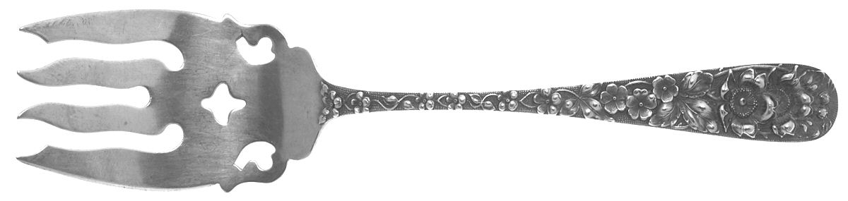 Forget-Me-Not (Sterling, 1910) Large Solid Fish Serving Fork by Kirk Stieff-1