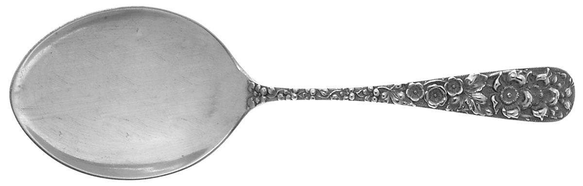 Forget-Me-Not (Sterling, 1910) Small Solid Berry/Casserole Spoon by Kirk Stieff-1