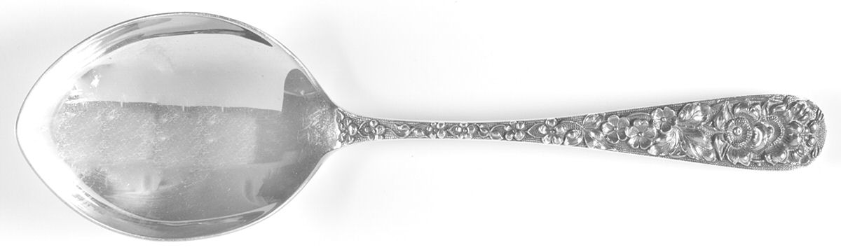 Forget-Me-Not (Sterling, 1910) Large Solid Berry/Casserole Spoon by Kirk Stieff-1