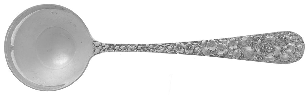 Forget-Me-Not (Sterling, 1910) Large Round Bowl Soup Spoon (Bouillon) by Kirk Stieff-1
