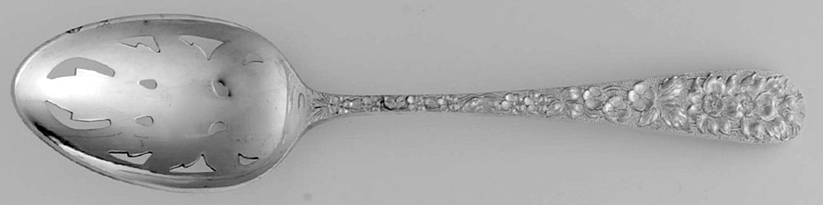 Forget-Me-Not (Sterling, 1910) Pierced Tablespoon (Serving Spoon) by Kirk Stieff-1