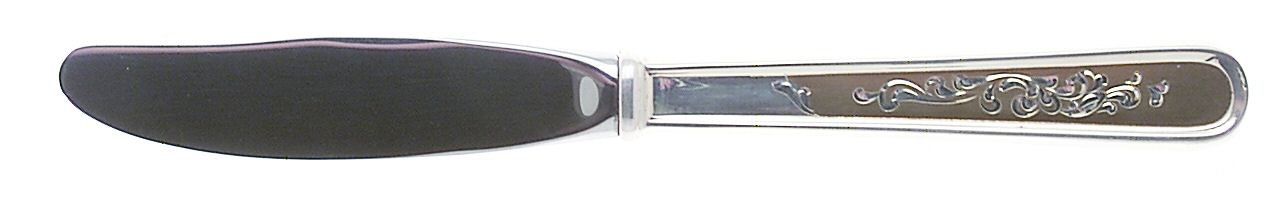 Golden Calvert-Engraved (Sterling, 1982) Modern Hollow Butter Spreader (Stainless) by Kirk Stieff-1