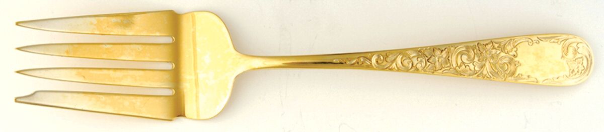 Golden Old Maryland Engraved (Sterling) Medium Solid Cold Meat Serving Fork by Kirk Stieff-1