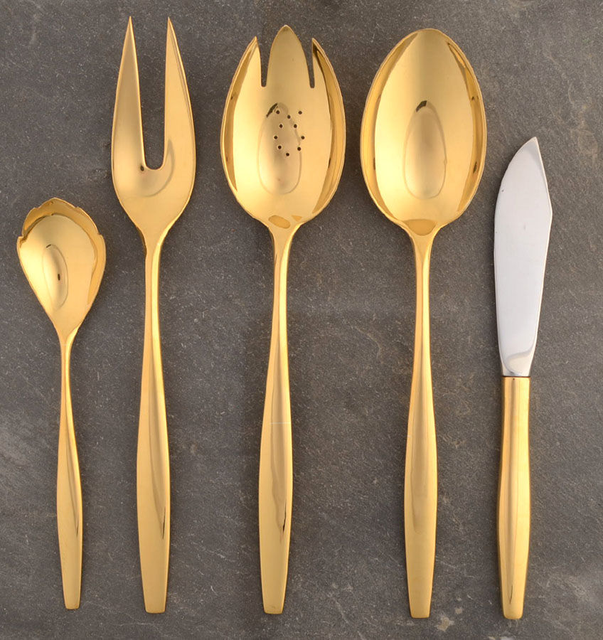 Golden Signet (Sterling, 1958, Gold Vermeil) 5 Piece Hostess Set by Kirk Stieff-1