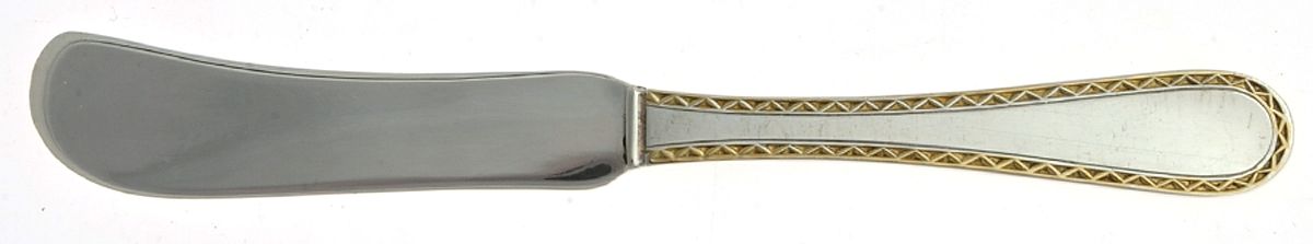 Golden Winslow (Sterling, 1850) Flat Butter Spreader-Front and Back Design by Kirk Stieff-1