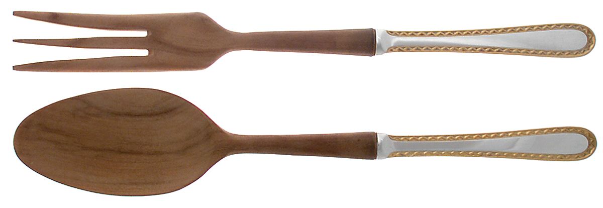 Golden Winslow (Sterling, 1850) Wooden Bowl 2-Piece Salad Set by Kirk Stieff-1