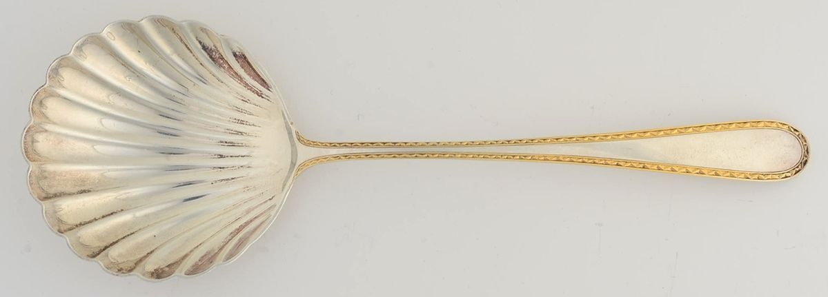 Golden Winslow (Sterling, 1850) Solid Shell Fruit Serving Spoon by Kirk Stieff-1