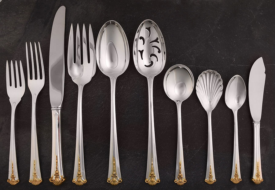 Golden Severn-Worthington (Sterling, 1990) 45 Piece Dinner Size Starter Set by Kirk Stieff-1