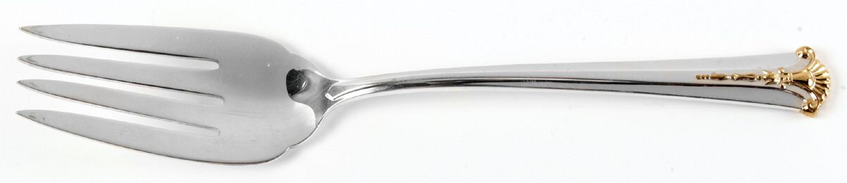 Golden Severn-Worthington (Sterling, 1990) Medium Solid Cold Meat Serving Fork by Kirk Stieff-1